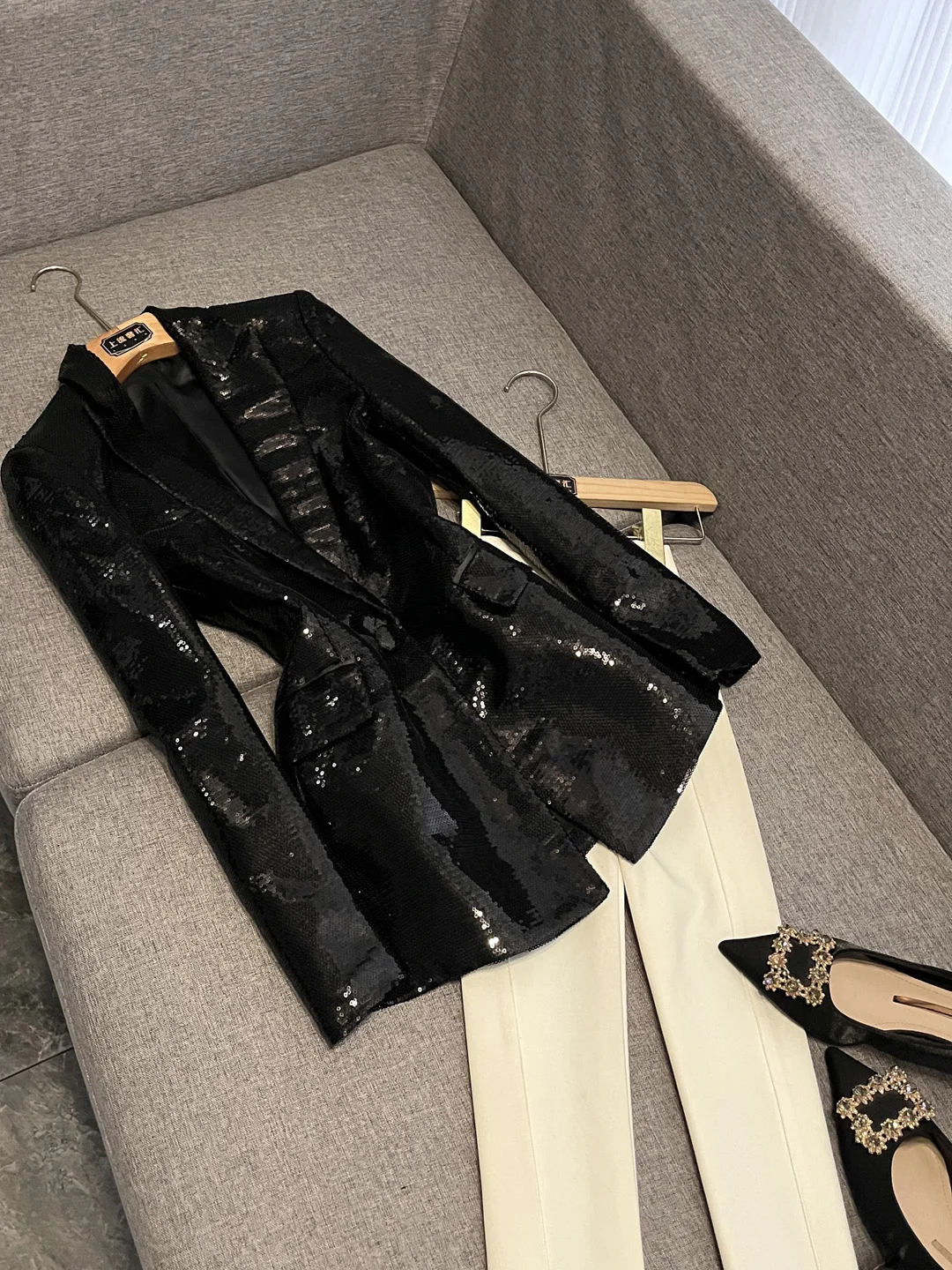 

Новинка 2023 года, свободный костюм Bla с блестками и пайетками на одной пуговице Jaet Star Faion, длинный све