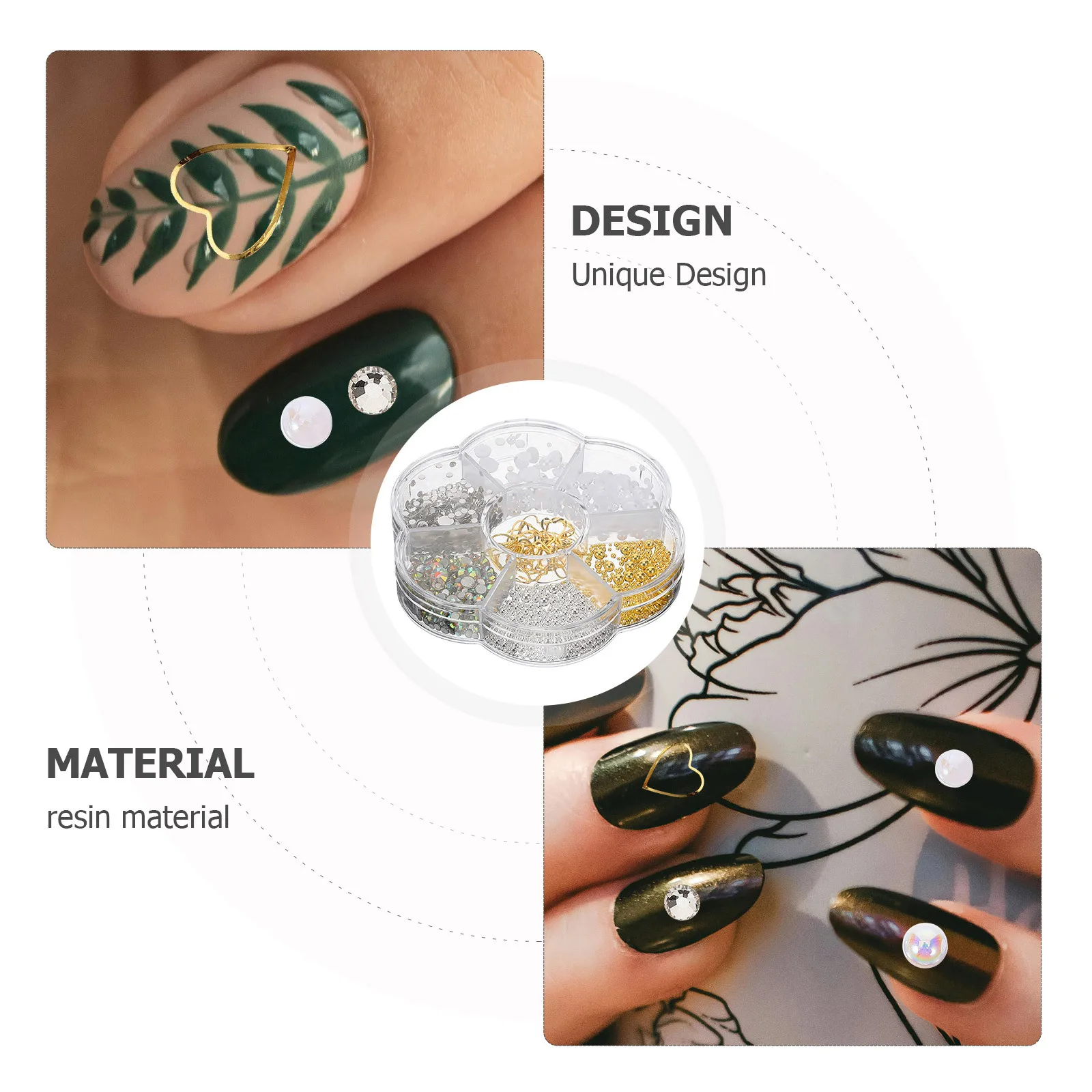 

1 Box Pearl Charms 7 Grids Easy Application Occasions Unique Design Manicure Decors Art Supplies Acrylic Nail Gems