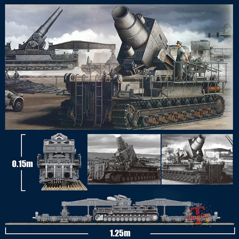 WW2 Carro Armato Militare Serie Grande Mortarlo Karl Tedesco Building Blocks Modello MOC Soldato dell'Esercito Bambini Giocattoli FAI DA TE Ragazzi Regalo Di Compleanno