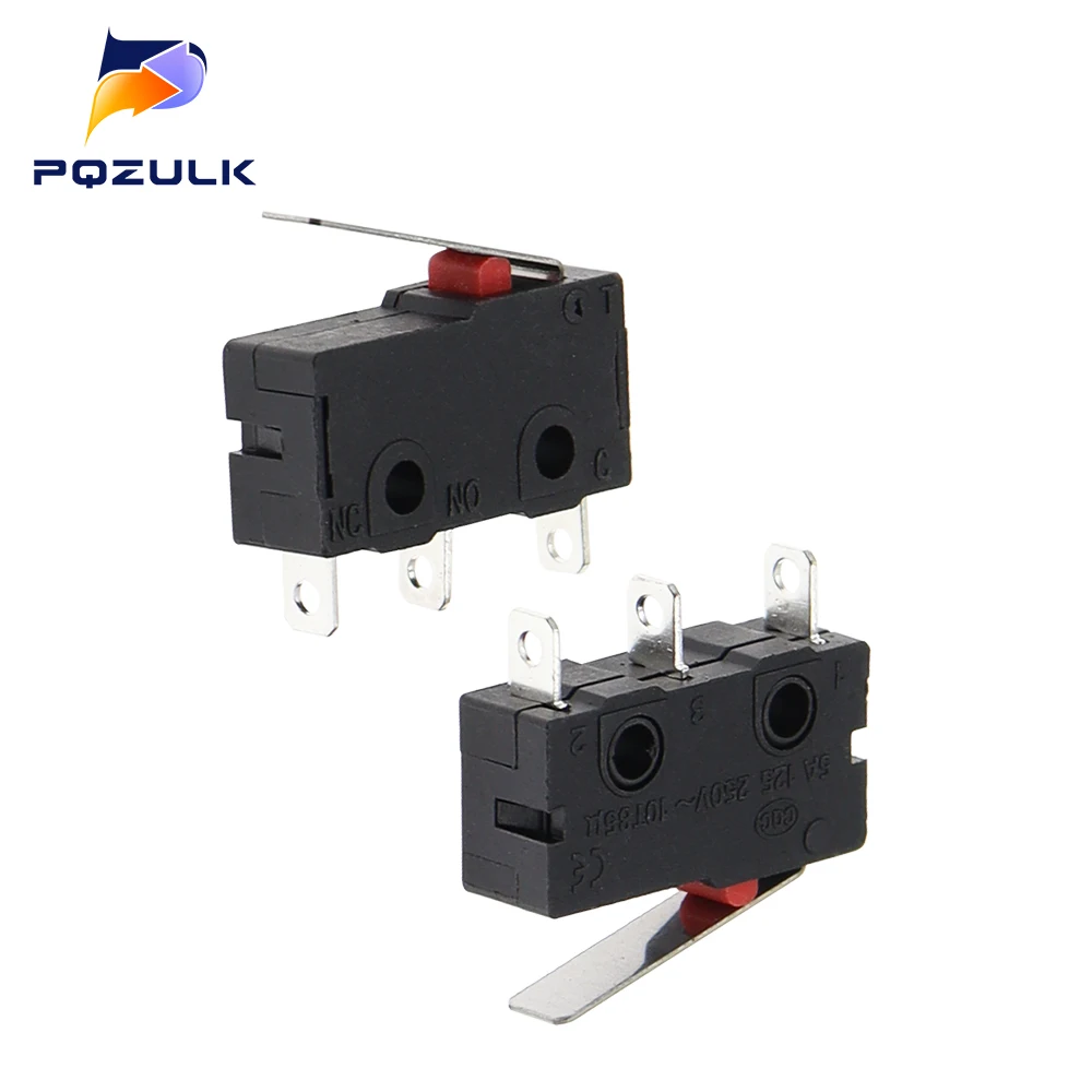 5PCS Limited Switch 3 Pin NO NC 5A 250VAC Micro Switch KW12 KW11-Z-2 Straight Lever Handle Length 16mm