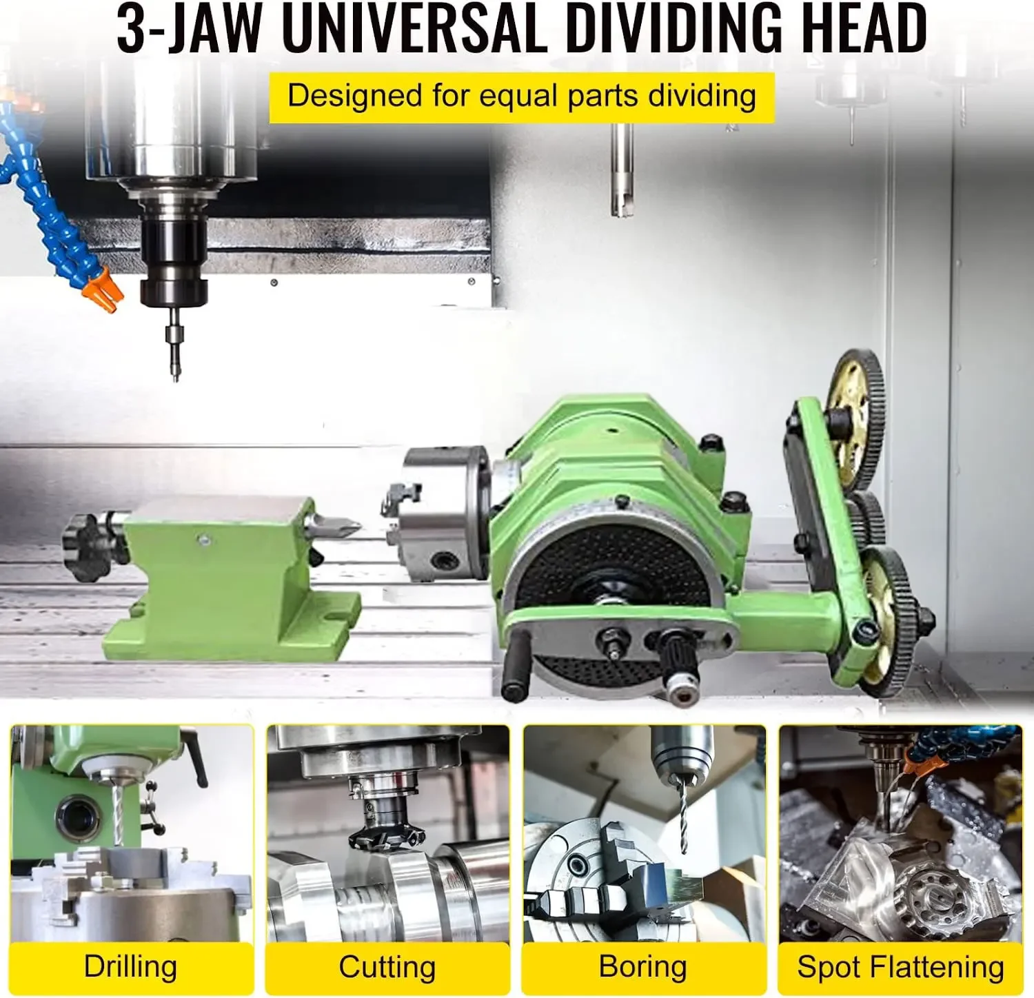 Universal Dividing Head F11-160A with gear tailstock K11200 3-jaw chuck for drilling milling boring machine indexing