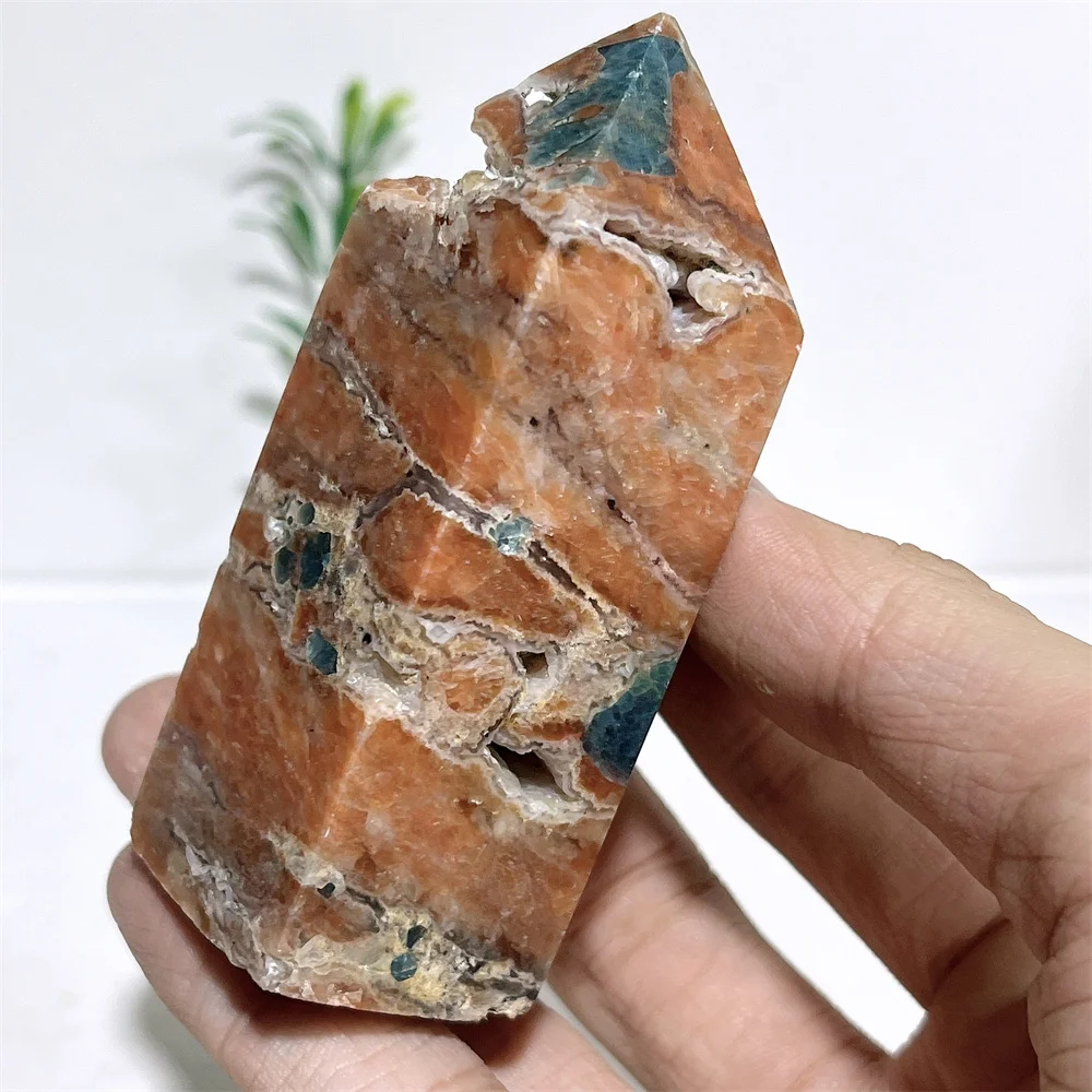 Natural Crystal Sunstone With Apatite Tower Point Wand Quartz  Beauty Minerals Spiritual Reiki Living Ornaments Home Decoration