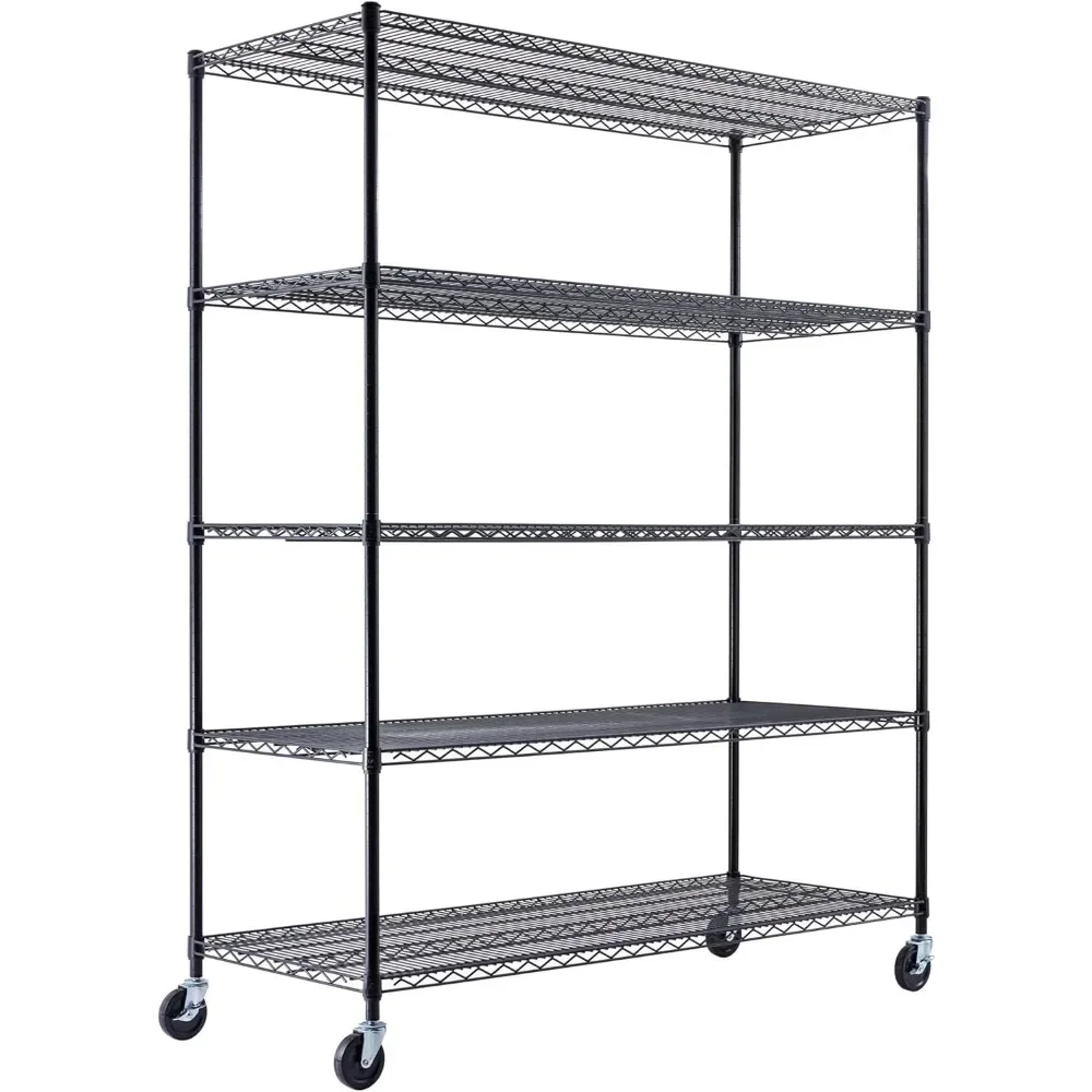 

60 "x24" x72 "heavy-duty black 5-layer metal wire rack 3000 maximum capacity storage rack, suitable for households