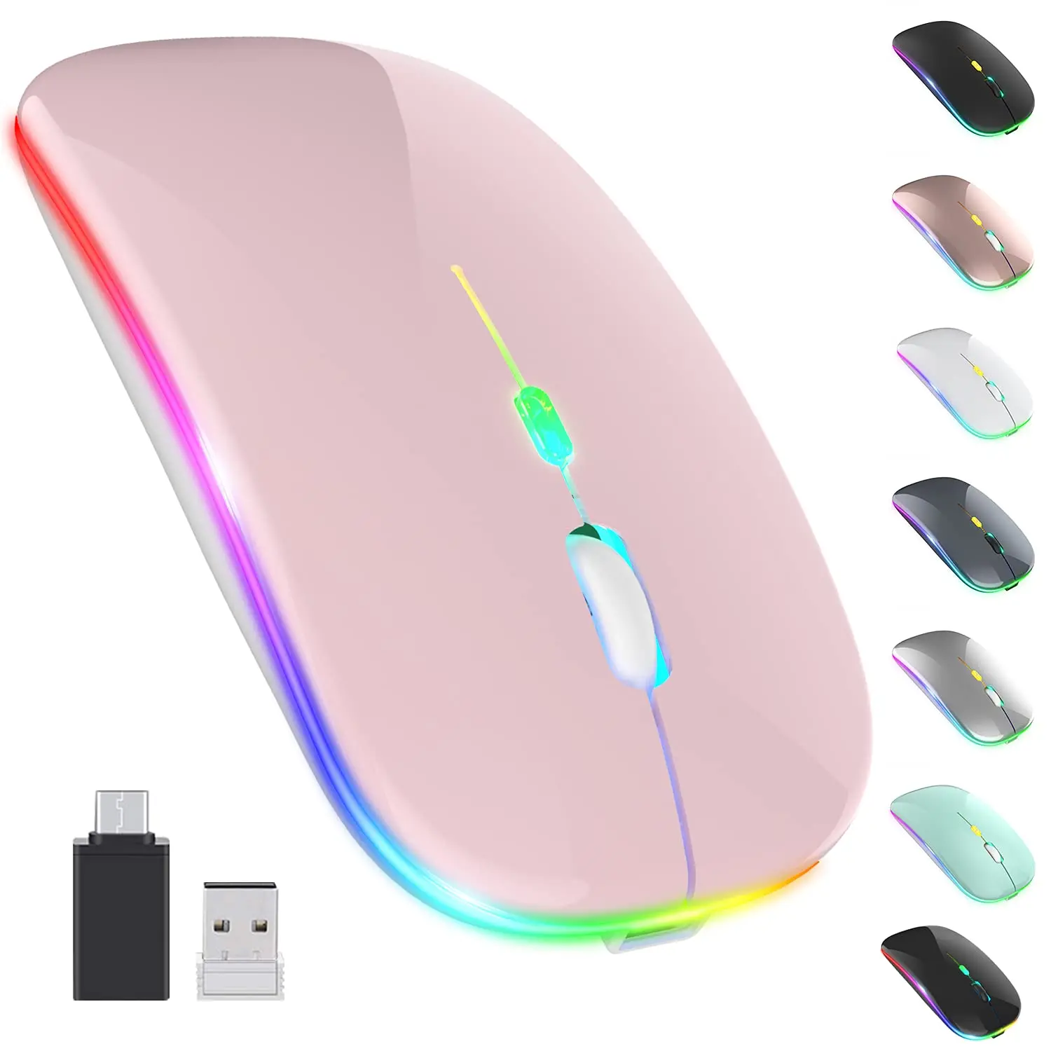 Femoro Bluetooth Wireless Mouse 2.4G Portable Mobile Office Mouse Silent Ergonomic Mouse with Backlight for Laptop PC iPad Mac