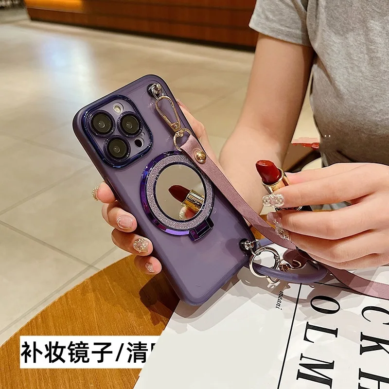 حافظة بحزام حريري لهاتف آيفون 17 16 15 14 11 12 13 Pro Max XS Plus 16E غطاء ناعم بحبل كروس شفاف