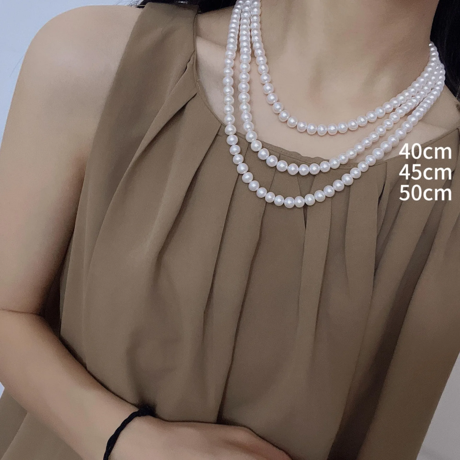 

Large AAA+ 9-10mm Natural South China Sea Authentic White Round Pearl Necklace 16“ 18 "20”