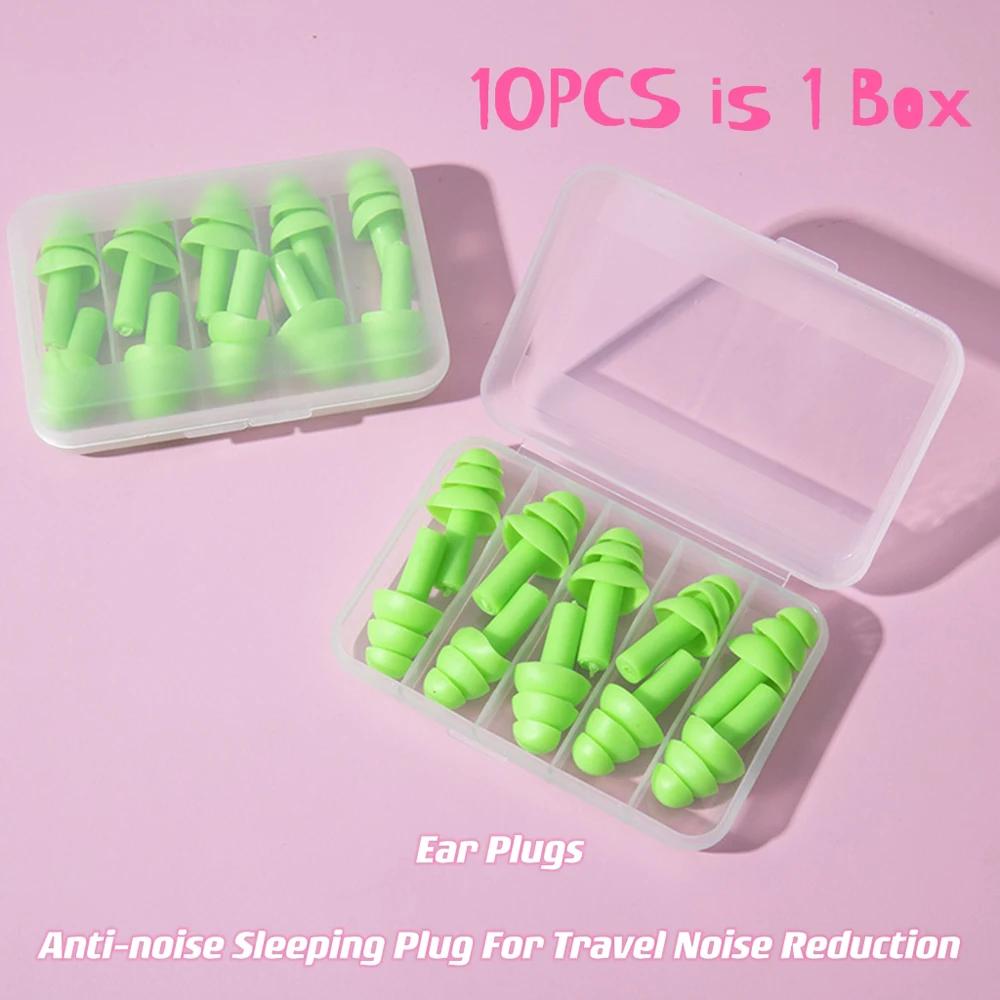 10PCS Ear Plugs Sound insulation Waterproof Silicone Ear Protection Earplugs Anti-noise Sleeping Plug For Travel Noise Reduction