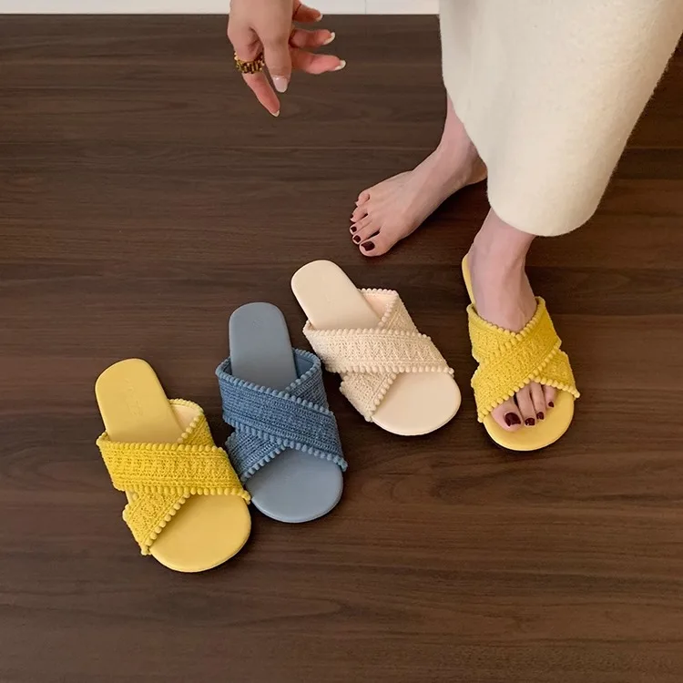 

Пляжная обувь, тапочки, женские летние шлепанцы, сабо, скандальная обувь на плоской подошве, римская обувь, женские тапочки 2025 года для бассейна, пляжные летние туфли на плоской подошве