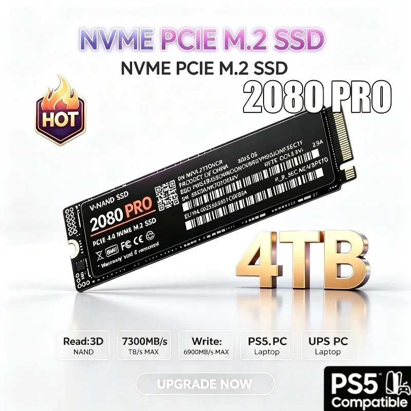2080 PRO M.2 2280 NVMe SSD PCIe Gen4.0 X4 7300MB/s TLC 3D NAND 500GB-4TB Internal Gaming Drive for PS5 PC Laptop Desktop