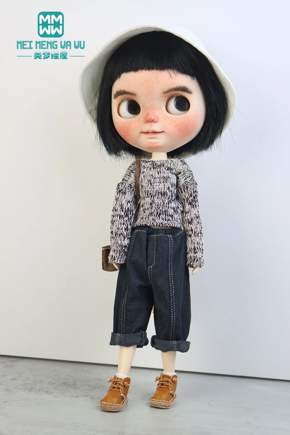 Blyth Doll Clothes multi-colored sweater jeans for Azone OBitsu FR Toys gift