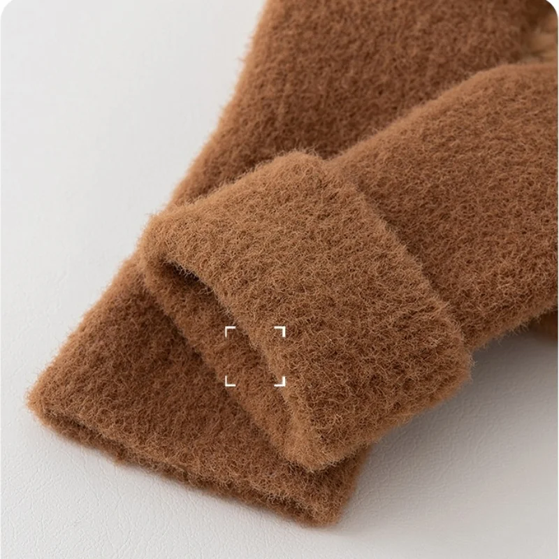 الخريف الشتاء الرضع الجلود وحيد الأحذية المنك المخملية رشاقته الدافئة الوليد الطفل المشي الجوارب حذاء الكرتون الدب الاطفال الطابق سوكين #6