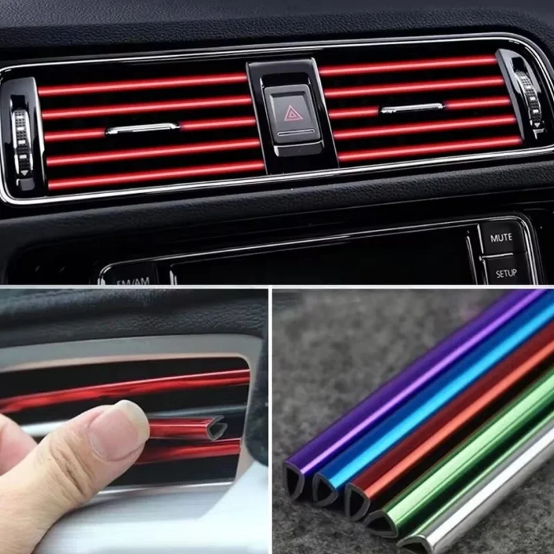 Decoração de saída de ar condicionado automotivo tira brilhante cor interior clipe tira modificada em forma de u borda protetor de canto