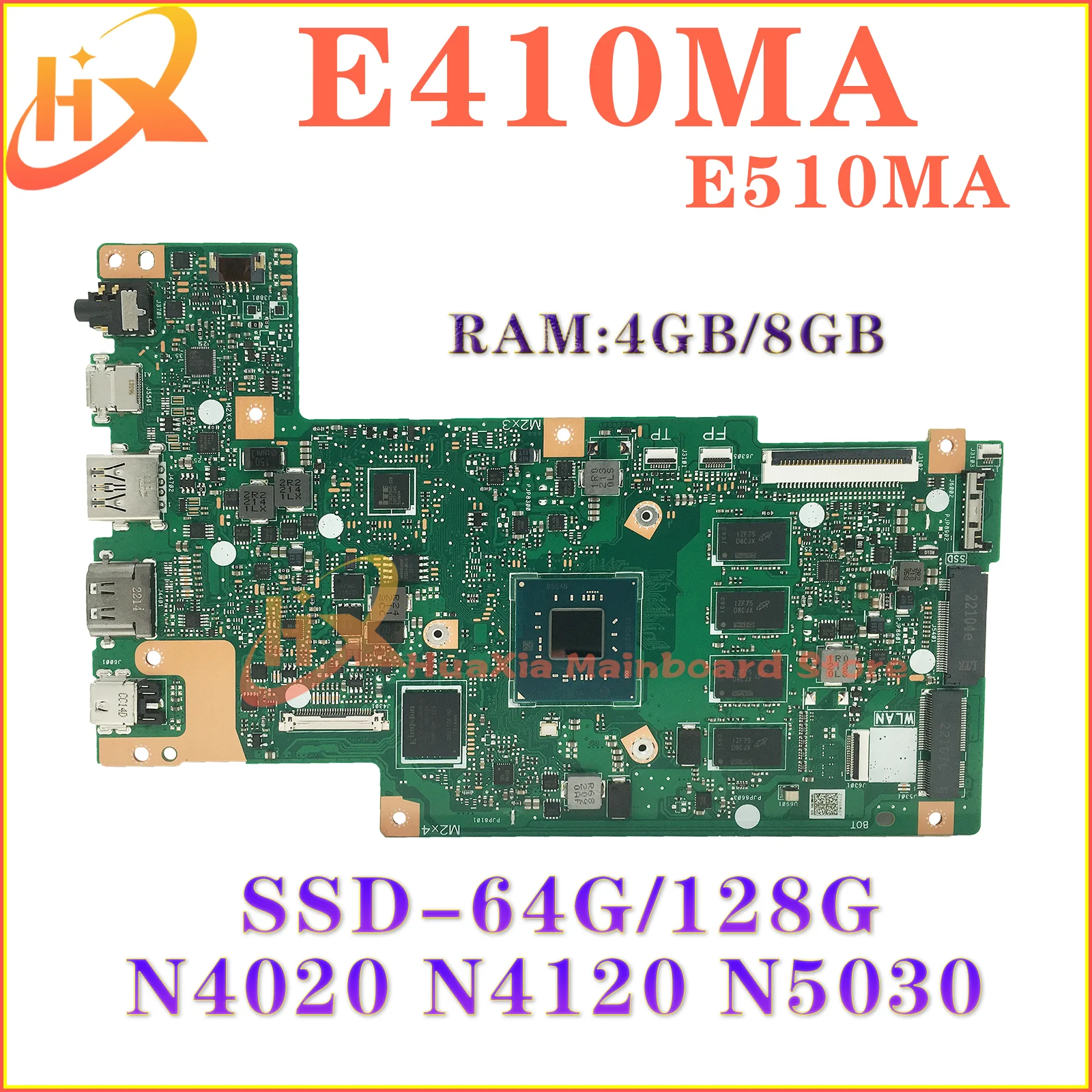 

KEFU Mainboard For ASUS E410MA E410MAB E410M E510MA E510MAB R429M F414MA Laptop Motherboard N4020/N4120 N5030 4GB/8GB-RAM