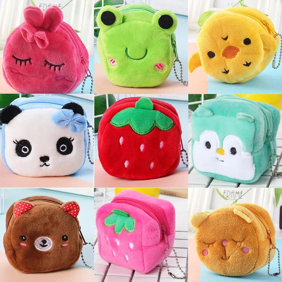 Cartoon Animal Boys Plush Coin Purse Children Zipper Coin Bags Storage Pouch Cute Animals Wallets Women Mini Handbag Kid Gift