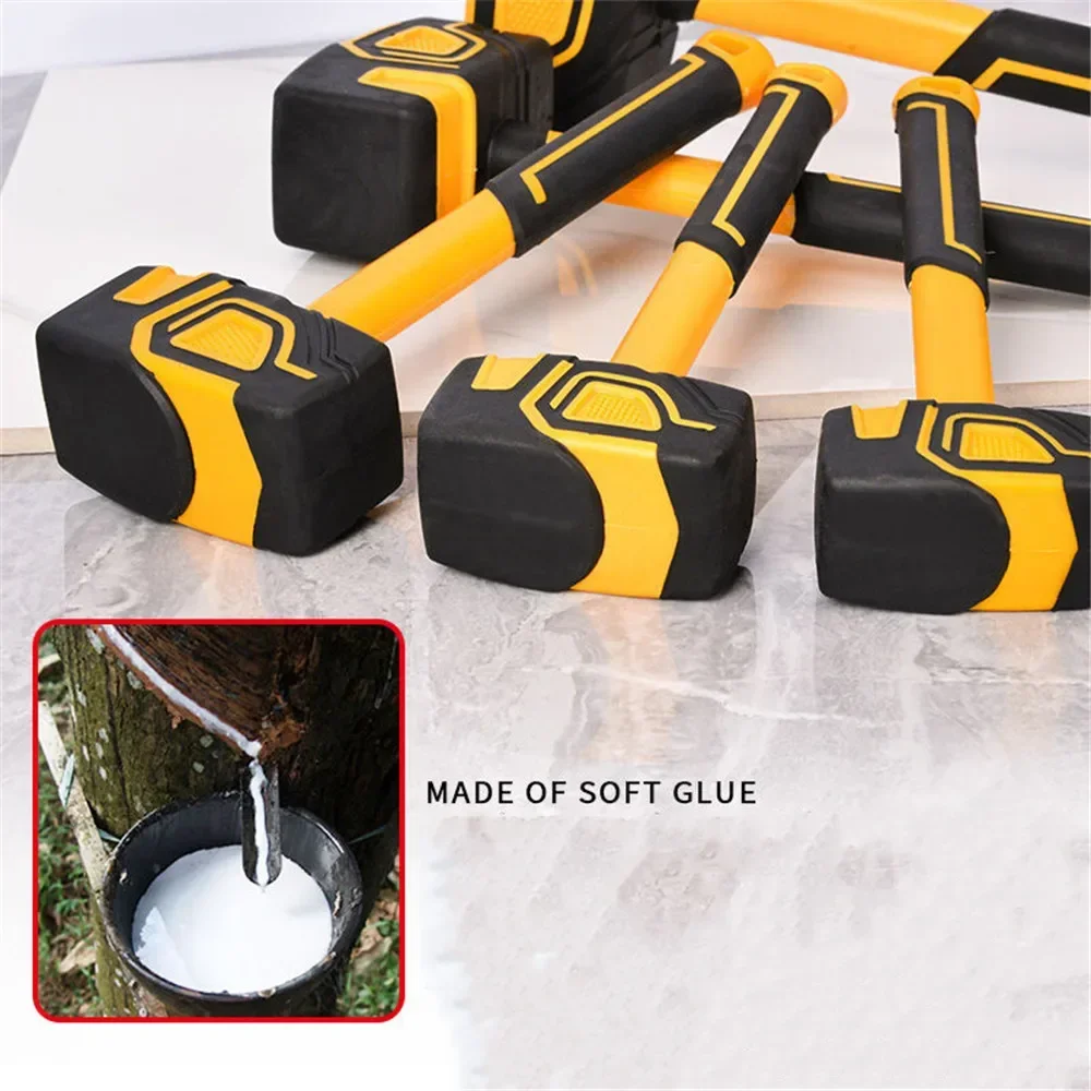 Multifunctional Rubber Hammer Professional Hand Tools for Construction Workers Ceramic Tile Soft Rubber Tapping Leather Hammer