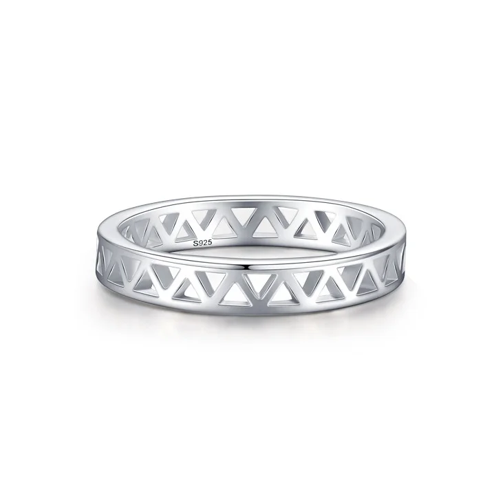 

Women European American Original Design S925 Sterling Silver Geometric Smooth Ring