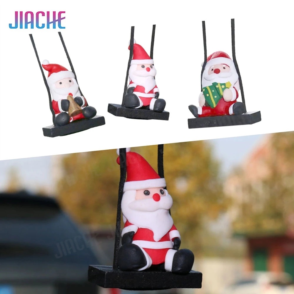 Cute Christmas Gift Car Hanging Ornaments Auto Rearview Mirror Pendant Swinging Santa Claus Decoration Automobile  Accessories