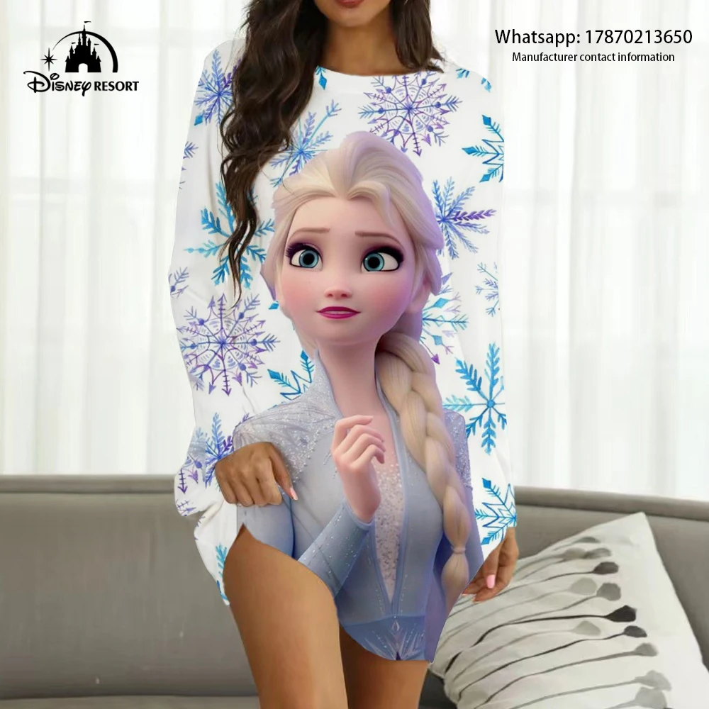 Frozen Anime Queen Elsa Disney Merek Streetwear Wanita Seksi Pesta Klub Musim Gugur Wanita Boho Loungewear 2022