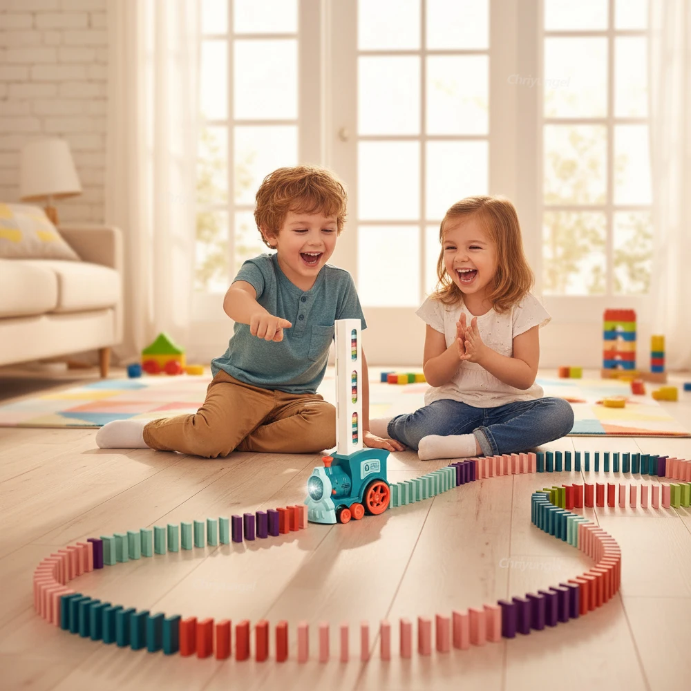 Automatische Domino Trein Auto Elektrische Domino Blokken Legmachine STEM Educatief Speelgoed Verjaardagscadeau voor Kinderen Jongen Meisje