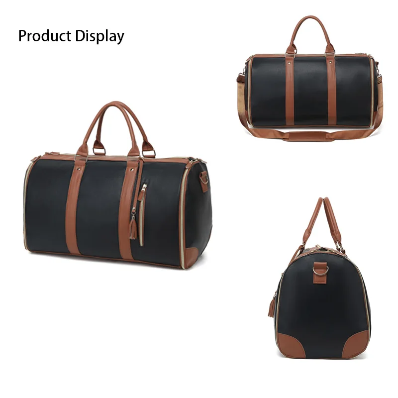 1pc Foldable Women's Travel Convenient Carry-on Clothing Bag Large PU Leather Duffel Bag Women's Business Travel Bag