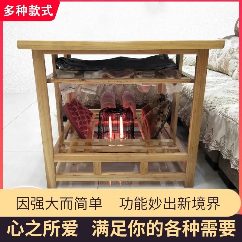 Mesa de fuego de madera maciza de gran tamaño, estante cuadrado plegable multifuncional para secado de ropa, calefacción para comer y escribir, 80