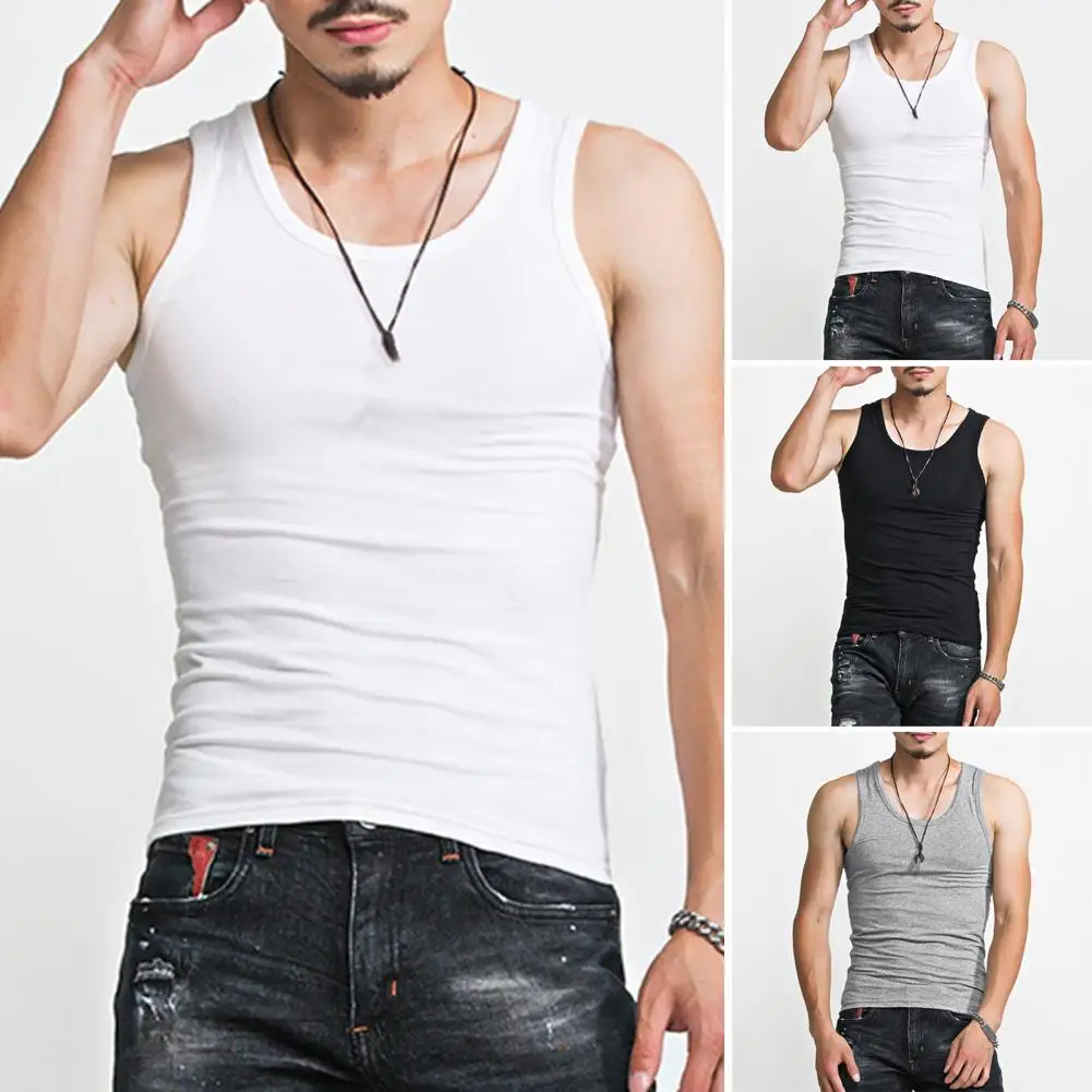 Men Summer Sports Vest Men's Summer Sleeveless O Neck Athletic Tank Top for Quick Dry Fitness Workout Jogging Sweat Absorption