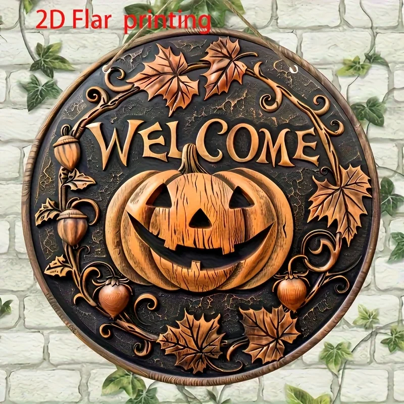 CIFBUY Vintage Fall Welcome Aluminum Wall Art 8x8 Inch Waterproof Durable Metal Sign for Porch Entryway Home Decor