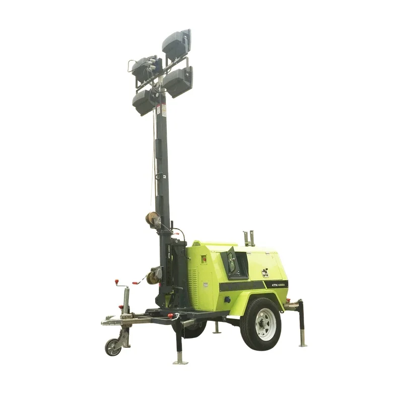 Mobile Lighting Tower Trailer Diesel Power 8.5m Manual Telescopic Pole Adjustable Direction For Construction Night Light
