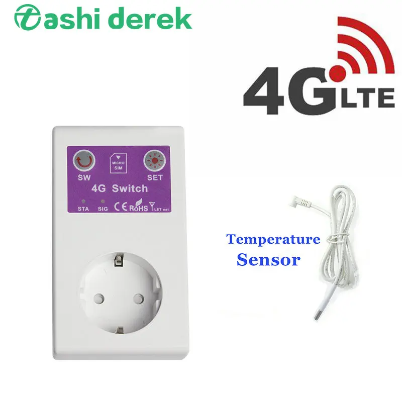 

EU GSM Power Socket Fail Alarm Temperature Sensor Controller 4G Smart APP Phone Remote Control Smart Power Plug Switch