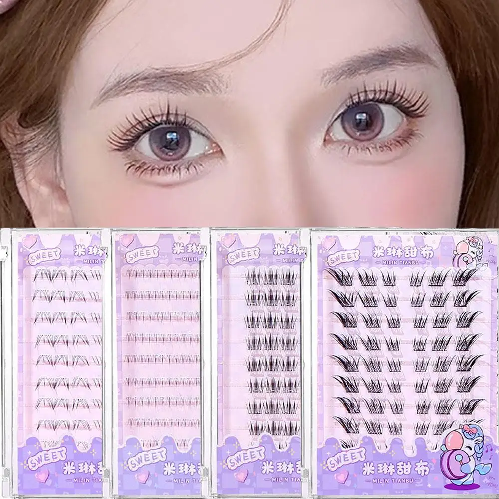 

Eyelash Grafting Lash Extension False Eyelashes Glue-Free Eyelash Self-adhesive Lash Fox Eye Fluffy Decor Curling Lash Cluster