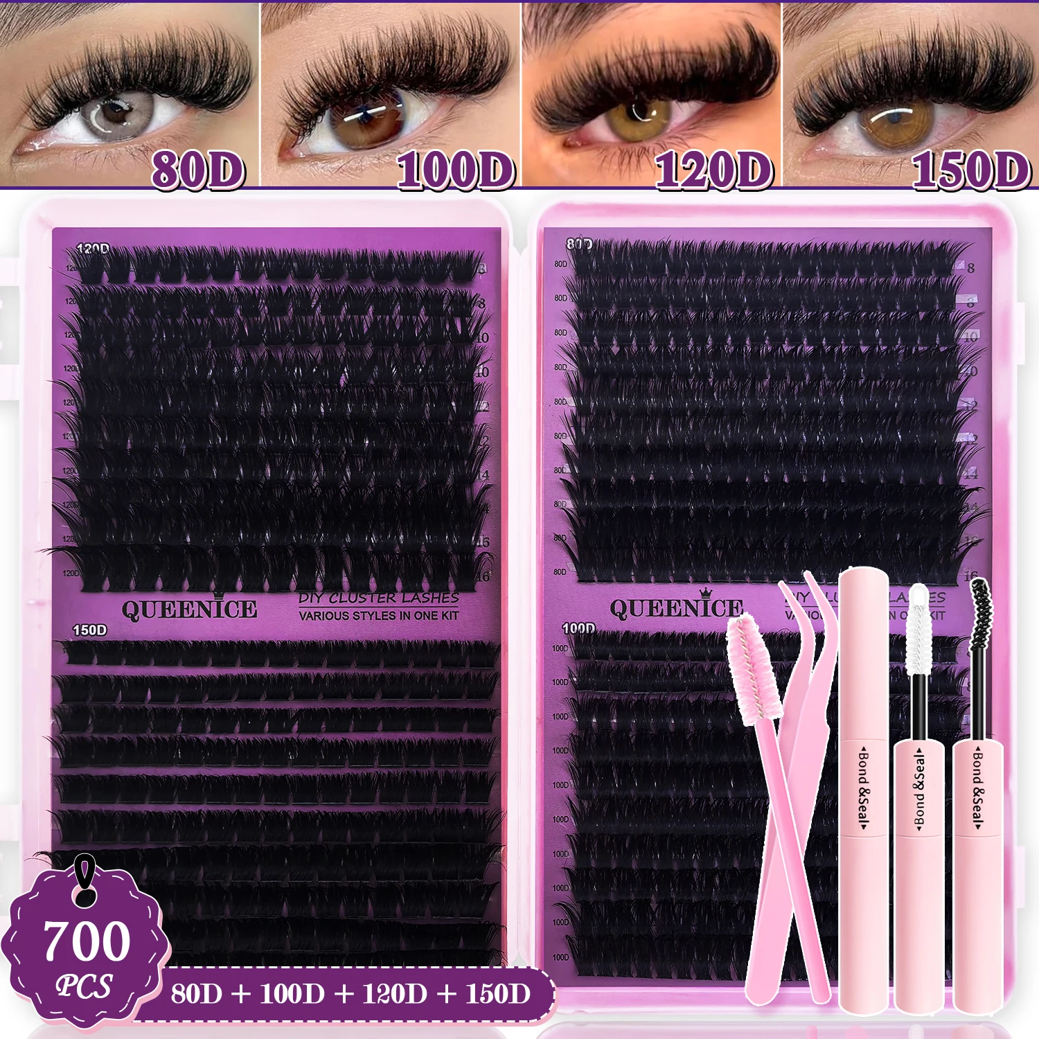DIY Lash Extension Kit Clusters Individuele Wimpers Kit 9-16mm met Bond en Seal Piekerige Natuurlijke Schurf Wimpers