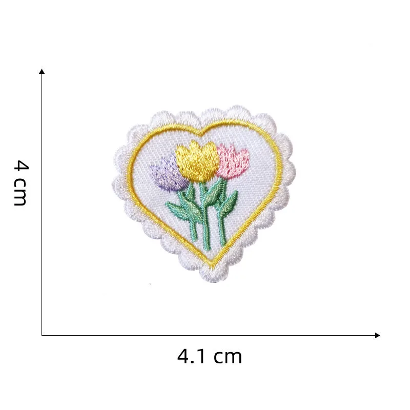 Self Adhesive Embroidered Cute Flower Heart Patches for Girls Backpack Shoes Hats Scrapbooking Decoration DIY Sewing Accessories