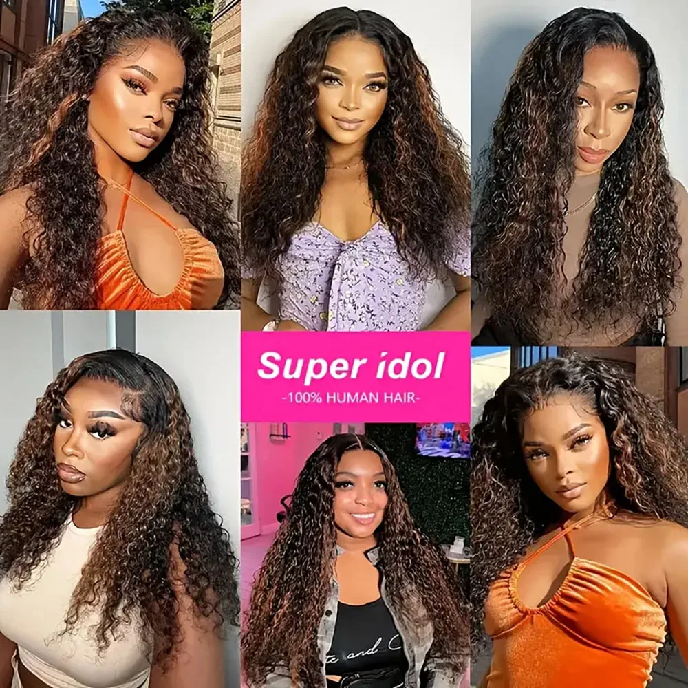 Glueless Human Hair Wig Pre Plucked Pre-Cut 1B30 Deep Wave 5x5 Lace Front Wig with Baby Hair for Women