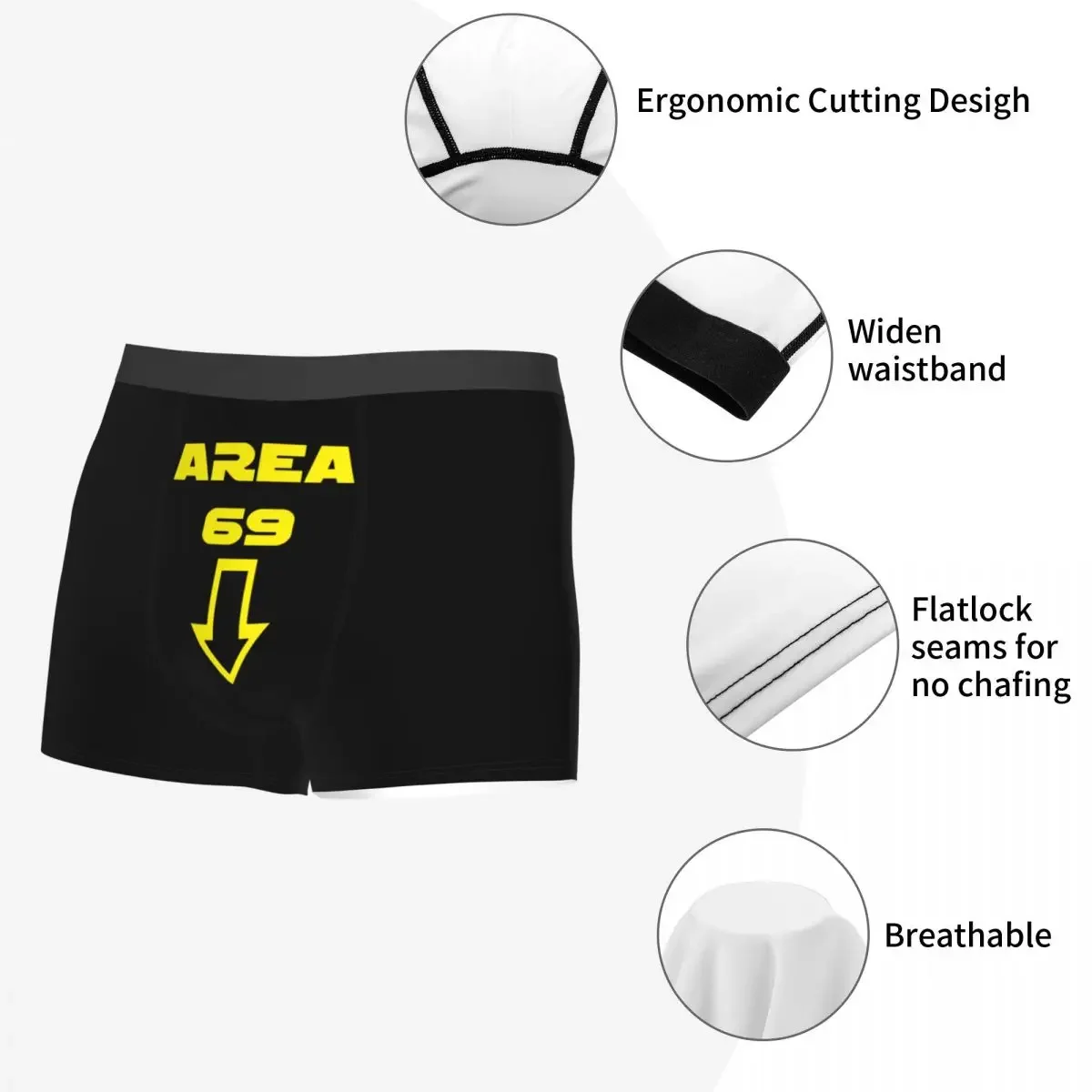 Area 69 Down Here Unterwäsche für Männer, sexy Aufdruck, individuelle Boxershorts, Shorts, Höschen, atmungsaktive Unterhose