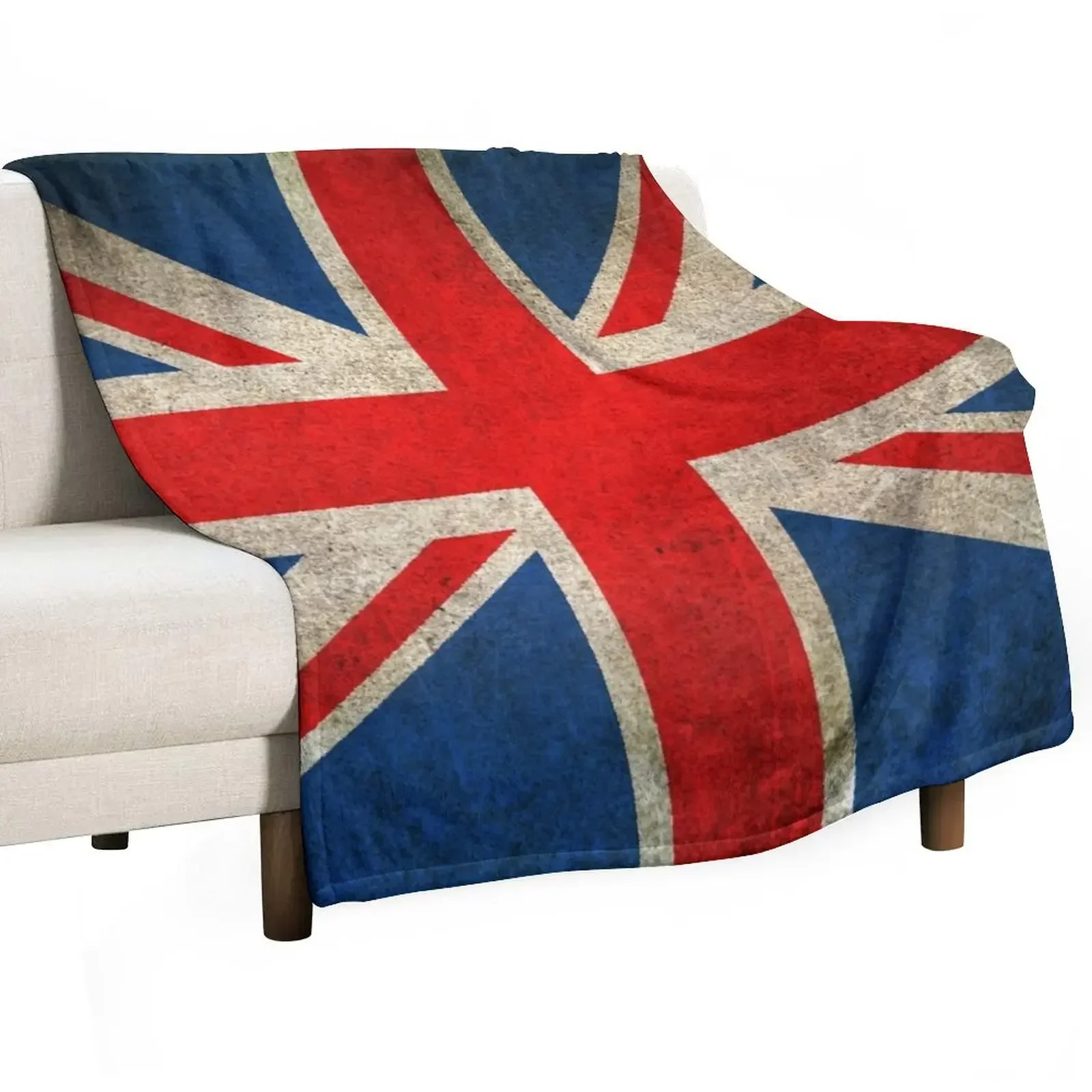 

Old and Worn Distressed Vintage Union Jack Flag Throw Blanket All Season Soft Lightweight Blanket for Home