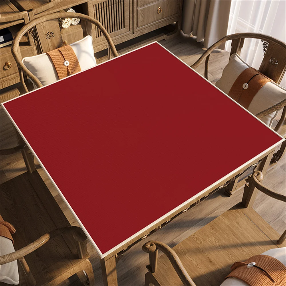 

Thickend Solid Red Square Anti Slip Mahjong Table Mat Insulation and Noise Reduction Table Cover Mat for Poker and Board Games