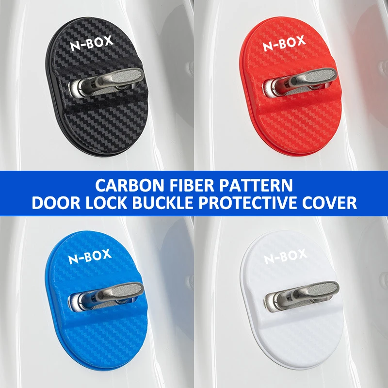 For Honda 4PCS Carbon Fibre Car Logo Door Lock Cover Sticker Badge Accessories Civic Fit Jazz Accord Pilot CRV Odyssey Passport