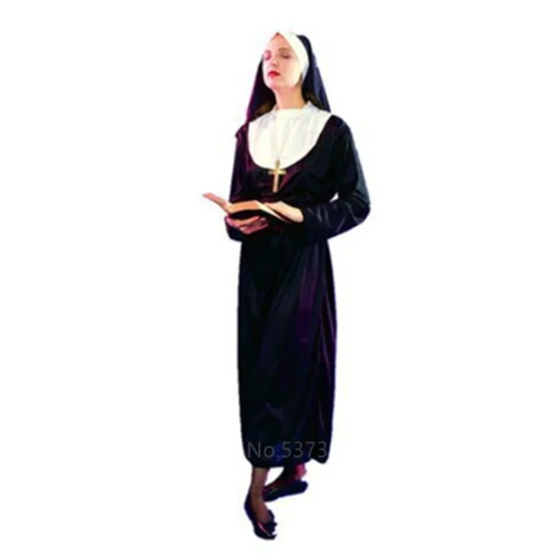 Costumi Cosplay di Halloween per le donne vestiti carnevale sacerdote Nun abiti lunghi religiosi chiesa cattolica abbigliamento uomo cattolico