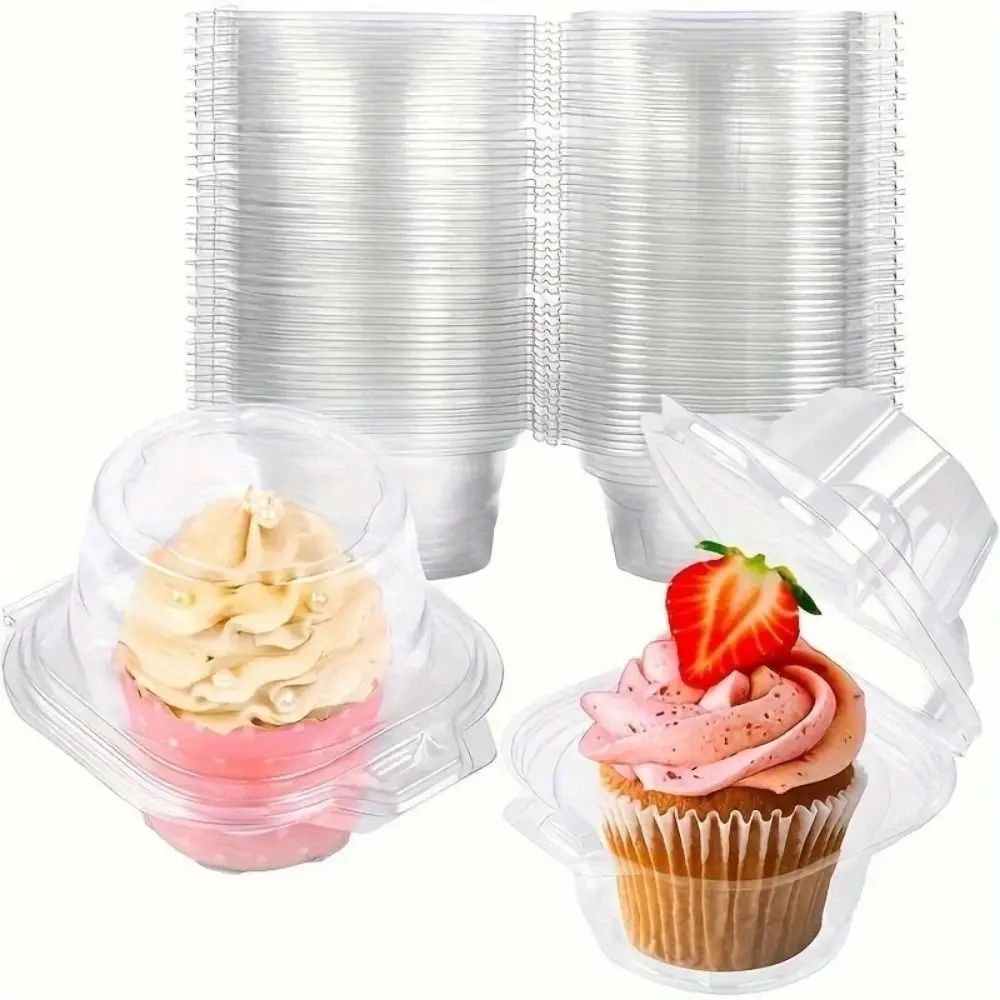 

50Pcs New Clear Single Cupcake Box Circle Wedding Supplies Dessert Storage Box Birthday Party Packaging Decor Cake Slice Boxes
