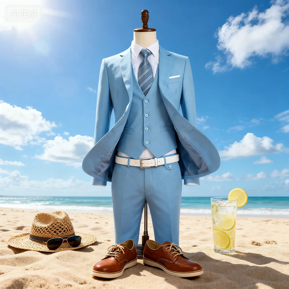 

Elegant Solid Single-Button Slim Fit 3-Piece Men's Terno Blazer Vest Pants Ensemble for Formal Occasions