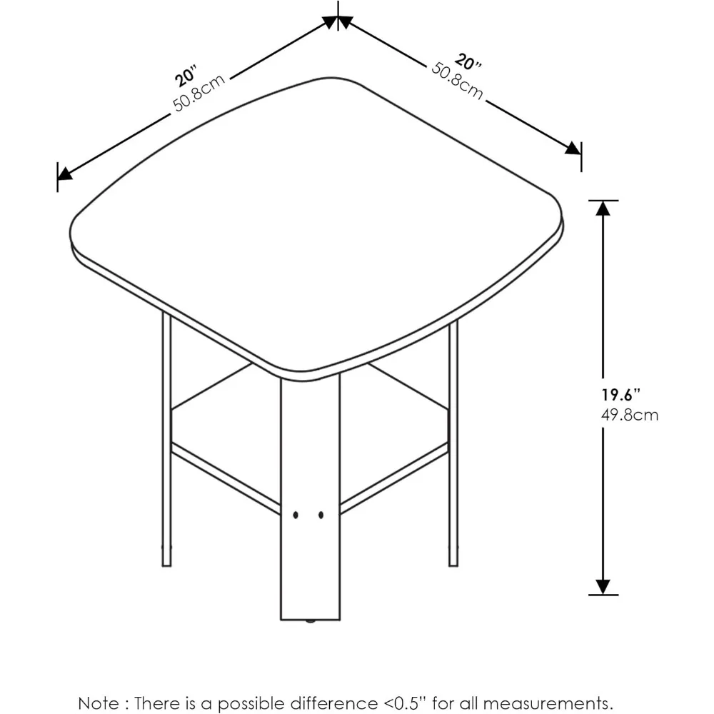 Furinno Simple Design End Table, 2-Pack, French Oak Grey/Black