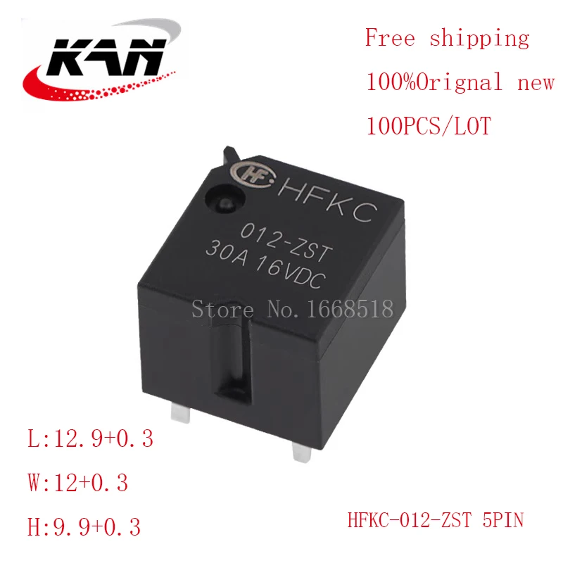 

Free shipping 100pcs relay HFKC-012-ZST 12VDC 30A 16VDC 5PIN Original New