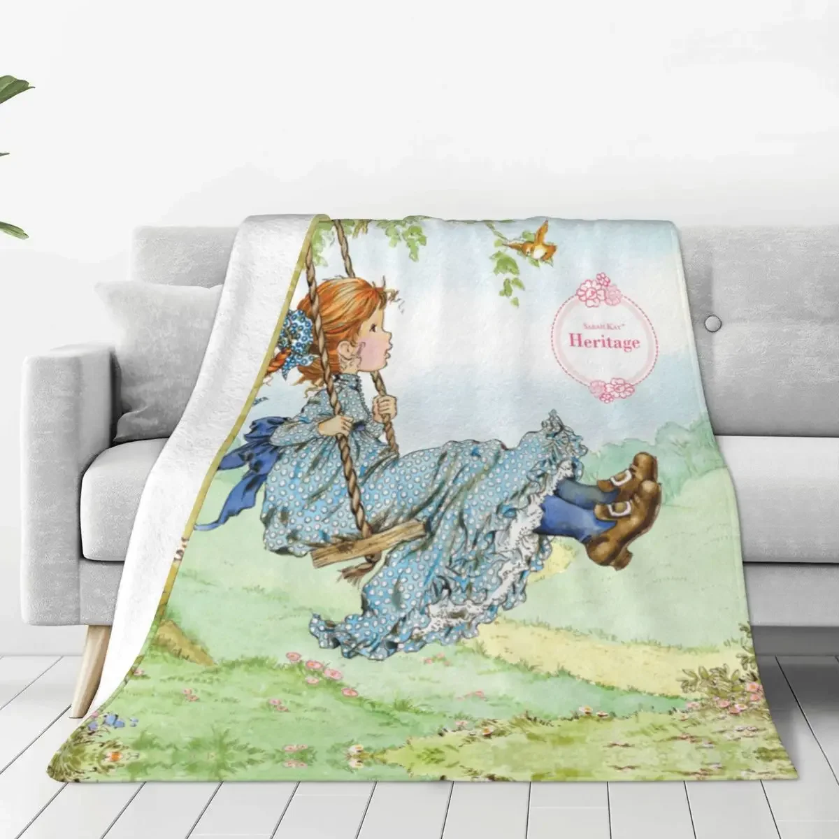 Sarah Kay Merch Accessories Swing Girl Cartoon Blanket Cute Country Life Throw Blankets Relax Soft for Bedroom Bedding Throws