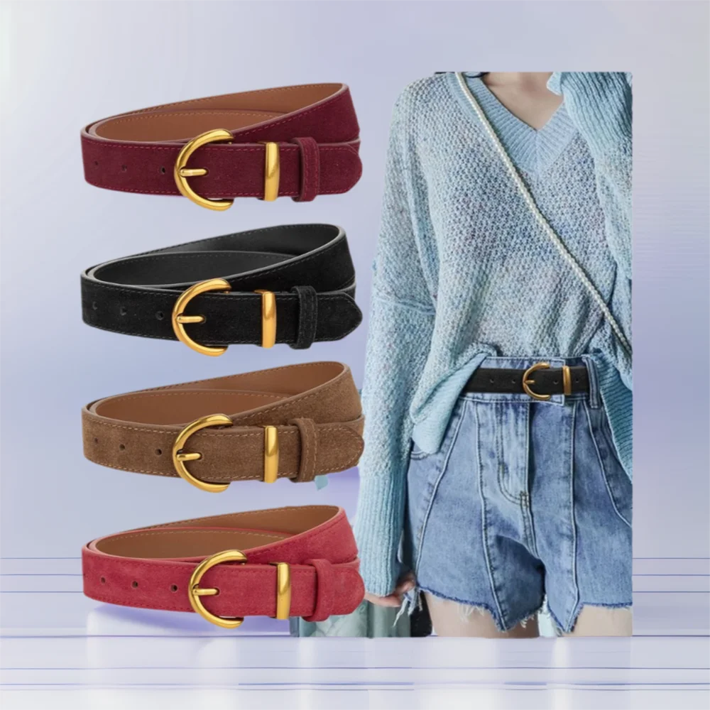 

Модный роскошный дизайн, замшевый кожаный ремень, повседневный модный деловой поясной ремень, универсальные брючные ремни для платья