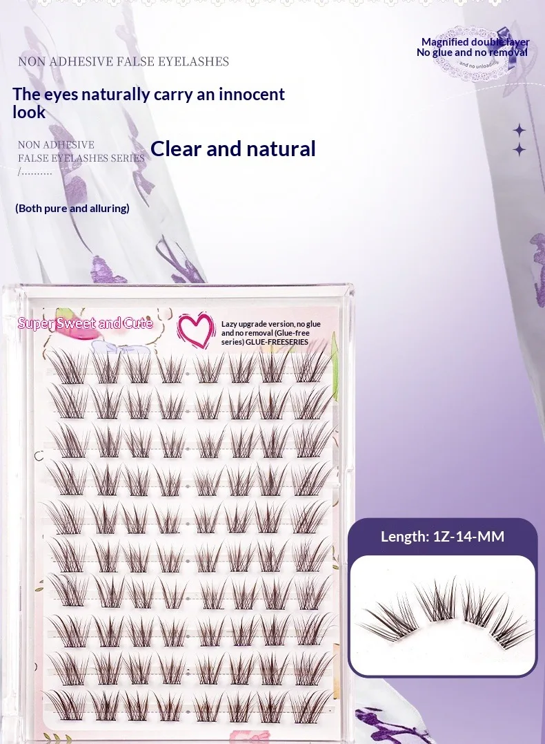 Kleberlose Fuchsauge-Falsche Wimpern im chinesischen Stil, selbstklebende natürliche braune schwarze Wimpern, 3D-voluminöse, flauschige, geflügelte Wimpern – Detail 6