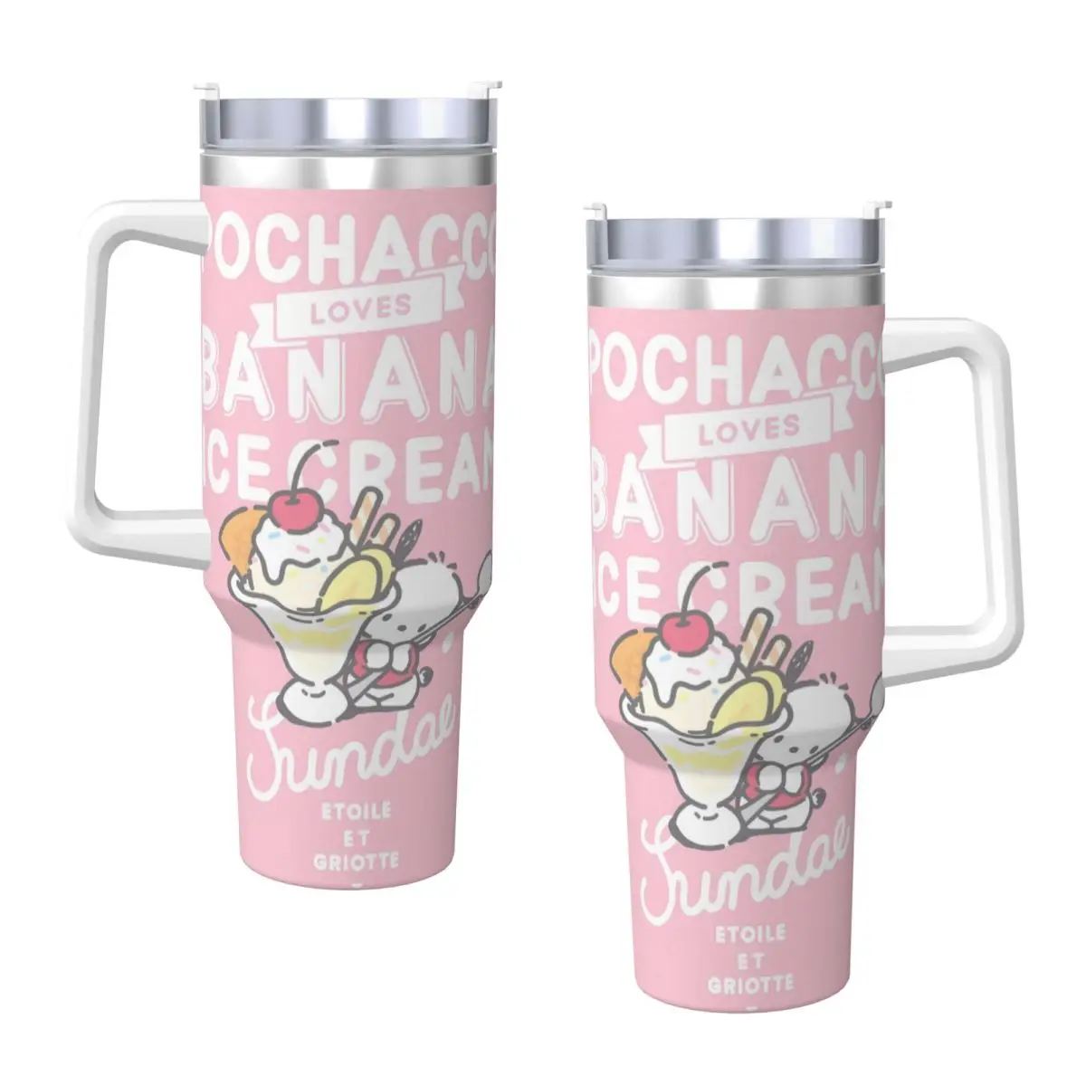 Stainless Steel Tumbler Pochacco Mugs Cup With Straws Sanrio Travelist Drink Water Bottle Heat Preservation 40oz Thermal Mug