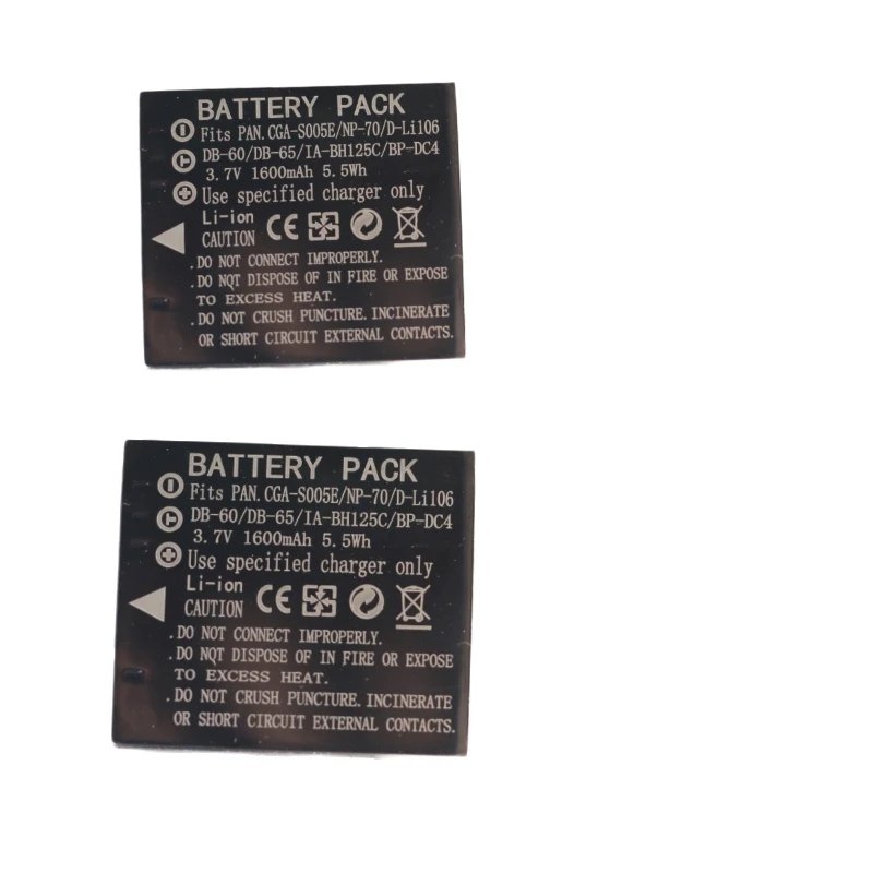 لباناسونيك DMC LX1 LX2 LX3 FX3 FX8 CGA-S005E NP-70 D-Li106 DB-60 DB-65 BP-DC4 BH125C بطارية الكاميرا الرقمية 2 قطعة