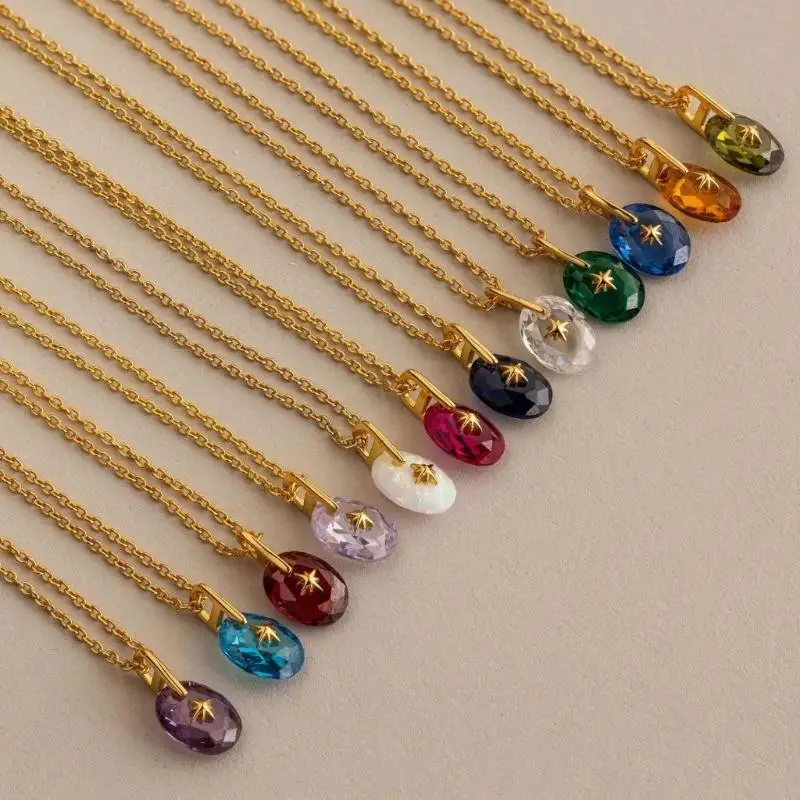 A52E Stones Stones Charm Jewelry Makes Vòng cổ Mặt dây chuyền bằng thép không gỉ