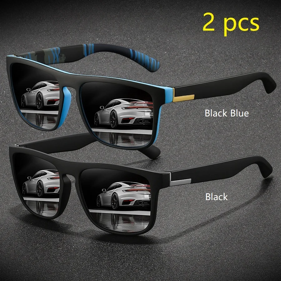 2-delige mode vintage vierkante sportzonnebril heren dames rijden vissen merk designer zonnebril retro man brillen UV400