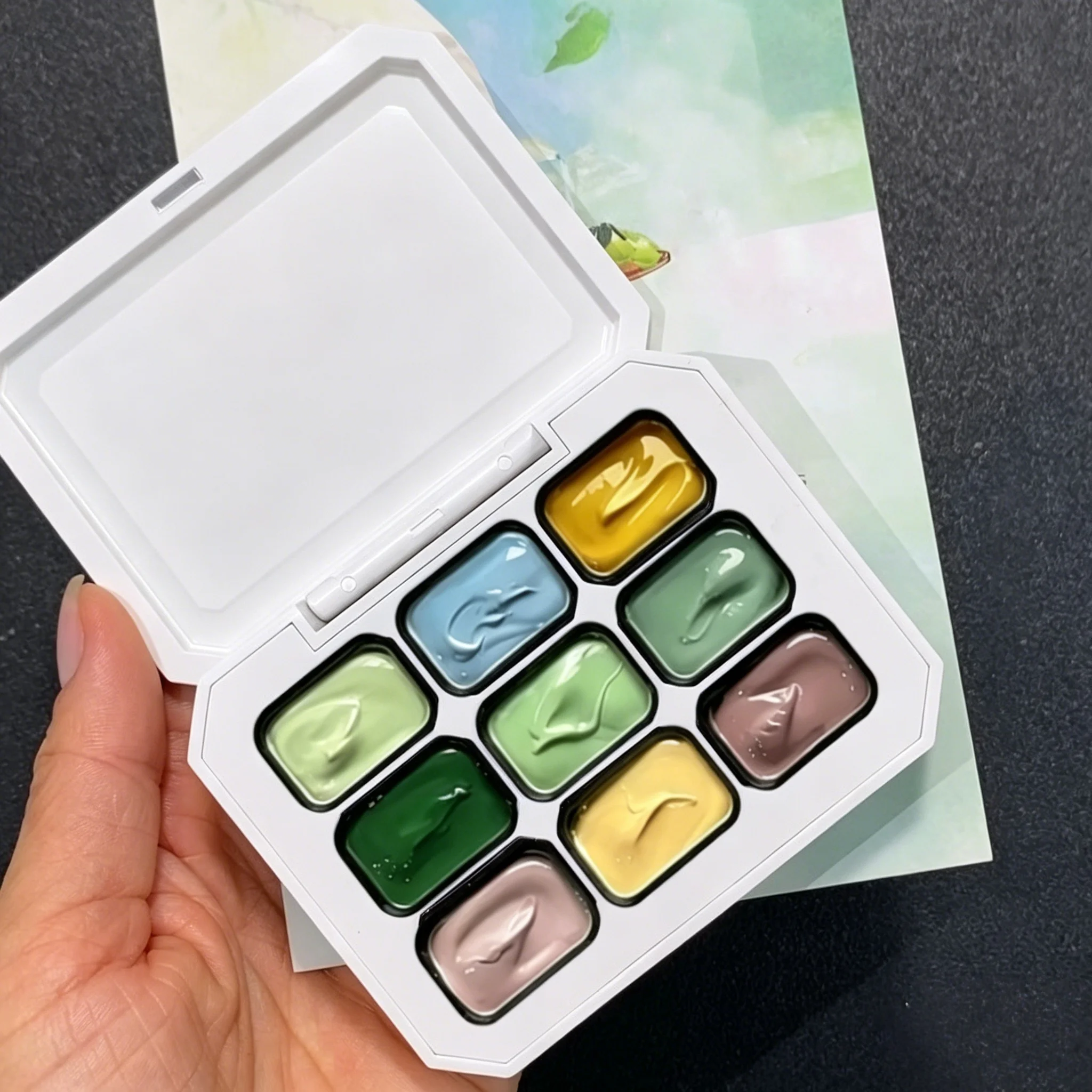 9-Color Solid Nail Polish, Bean Paste Red, Light Green, Yellow Painting Gel, High Saturation Used for Nail Art, Summer Popular view 5